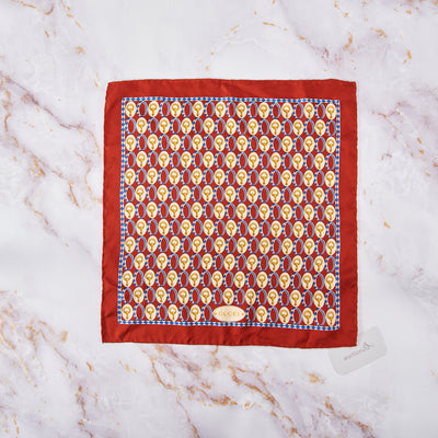 [Pre-owned] Gucci Blue Ring Motives Square Scarf in Red