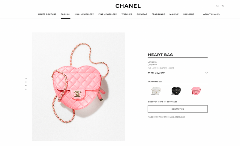 [BARU] Beg Jantung Chanel | Kulit Lamb, Coral Pink 