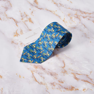 [Pre-milik] Hermes Blue Horse Neckties 