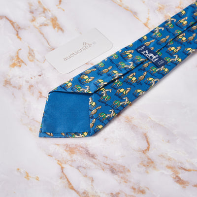 [Pre-owned] Hermes Blue Horse Neckties
