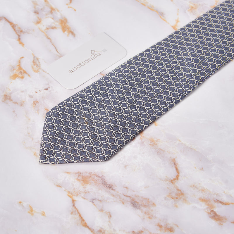[Pra-milik] Hermes Grey Linked H Neckties 