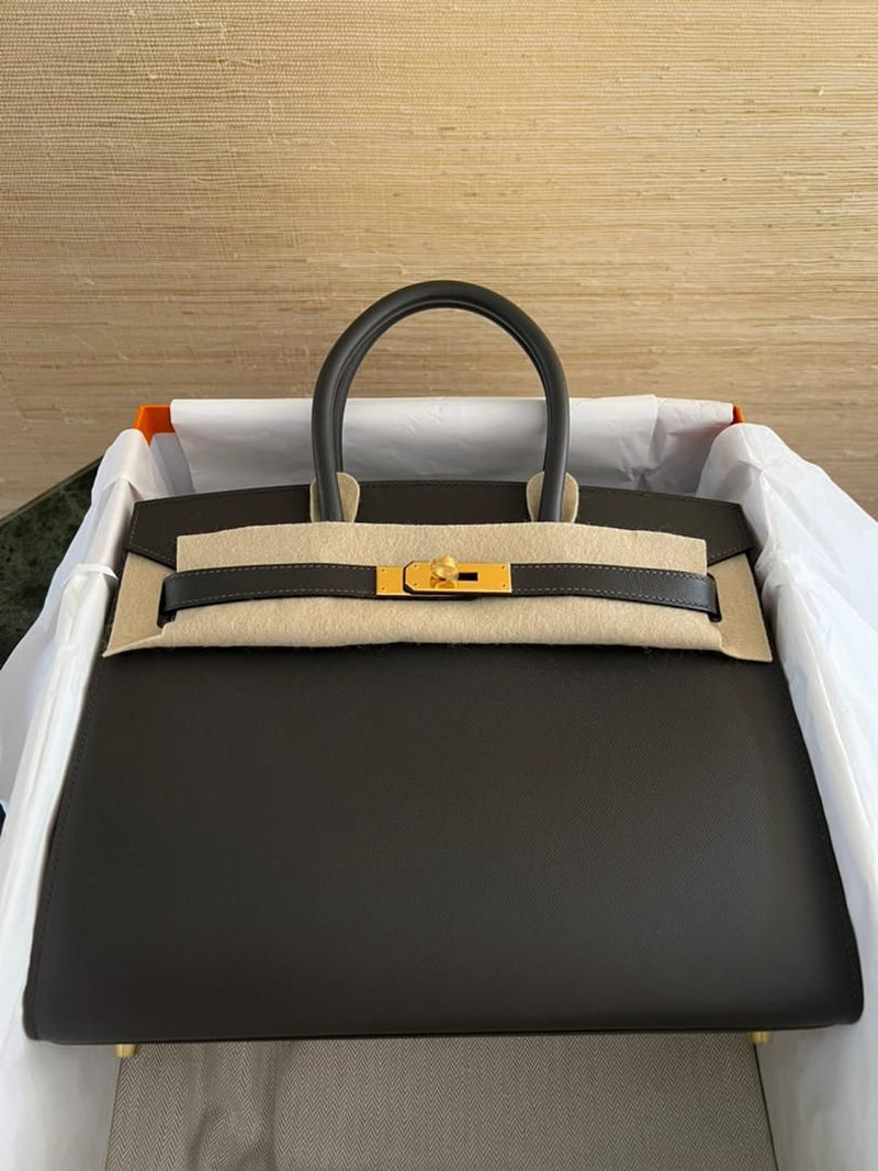 Hermes Birkin 25 Bag Sellier Framboise Veau Madame Leather with Palladium Hardware